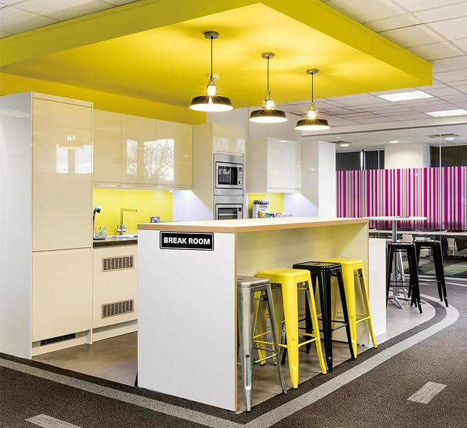 Break Room Sign - Premium Durable Acrylic Material, Super Strong Adhesive, Quick Installation, Suitable for Your Home and Business (9x3 Inches, Black)