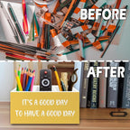 XPH Inspirational Pen Pencil Holder Organizer for Desk, Inspirational Gifts for Women, It's a Good Day to Have a Good Day Motivational Wooden Box Sign for Home Office Desk Tabletop Decorations