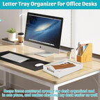 AZFUNN Letter-Size Tray Desk Letter Tray Paper Tray, Sturdy Heavy-Duty Plastic Printer Paper Tray, Single-Tier Stackable File Storage Organizer for Office Home (2, White)