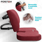 FORTEM Seat Cushion, Office Chair Cushion, Lumbar Support Pillow for Office Chair, Memory Foam Sciatica Coccyx Tailbone Pressure Pain Relief, Car Sitting Pad, Washable Non Slip, XL