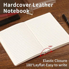 TSFPapier Lined Journal Notebook for Work College Ruled Note Book 5.79"x8.27" A5 PU Leather Daily Journaling 216 Pages for Women Men Writing Home School Supplies Business (Brown)