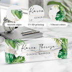 Custom Office Name Plate, Personalized Gifts for Women & Men, Appreciation Gifts for Employees, Office Desk Accessories (Green Plants)