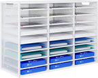 PAG-Mass Mail Sorter Adjustable Countertop Mail Holder, Heavy Duty Literature Organizer, Student Mailbox for Classroom, Desktop Bill Paper Organizer for Office Home School, 27 Compartments, White