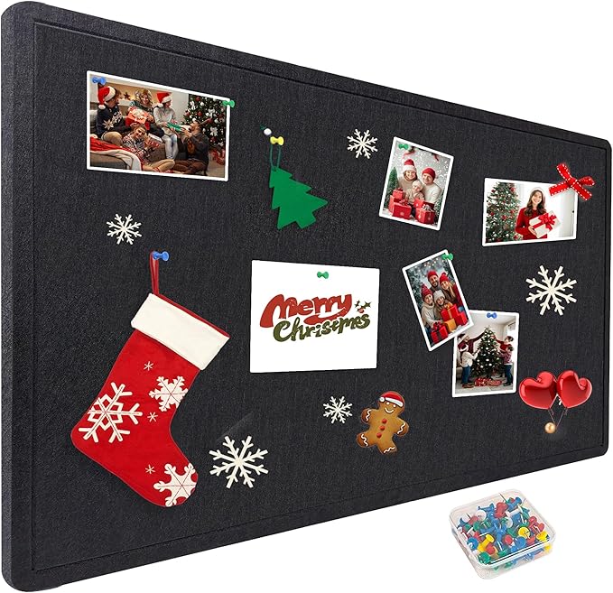Yunihome Large Bulletin Board - Foldable 36x48 Inches Cork Board Alternative with 20 Push Pins, 3' x 4' Self-Adhesive Felt Bulletin Board for Wall, Home Office Classroom Decor
