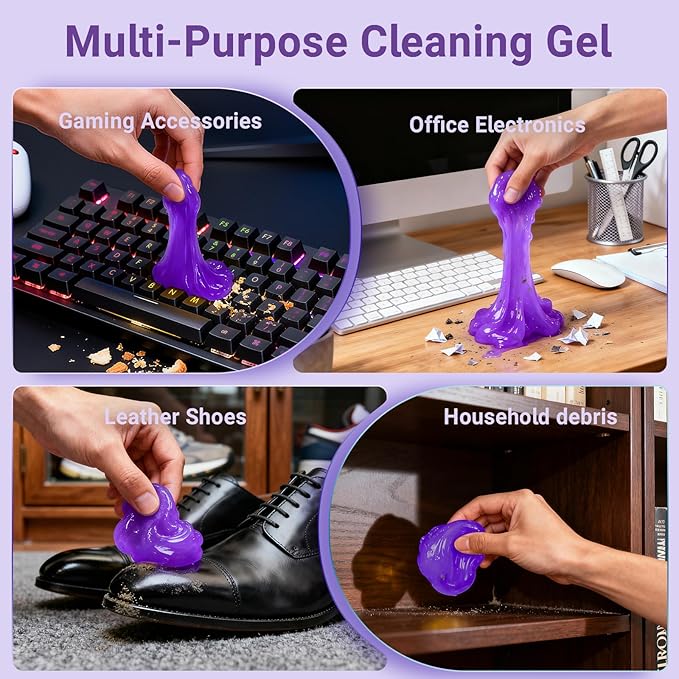 Car Cleaning Gel Reusable(Lavender Scent) 2Pack - Dust Cleaning Putty Keyboard Slime for Car Interior Air Vent Cleaner, Auto Detailing Tools Accessories, Christmas Stocking Stuffers for Men Women