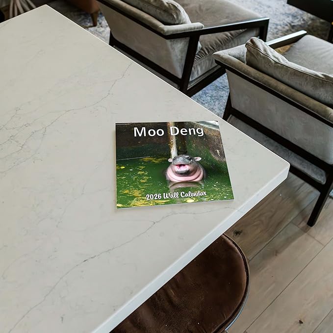 2026 Moo Deng Monthly Wall Calendar | Pygmy Hippopotamus Animal Calendar 2025-2026