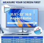 Magnetic 32 Inch Privacy Screen for Frameless Computer Monitor 16:9 Aspect Ratio,Hanging Blue Light Screen Protector Eye Protection Anti-Spy Shield, 32in Removable Privacy Filter