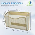 MINDEPOT Magnetic Wall File Organizer,Hanging Wall Mounted File Folder Binder Holder Mail Organizer for Office,Home and School Supplies