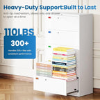 PEUKC 5 Drawer File Cabinet, Lateral Filing Cabinets for Home Office, Office Storage Drawers with Lock, Hanging Files Legal/Letter A4 Size (Assemble Required,White)