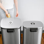 Strong Trash and Recycle Magnets, 3.5" Recycle Magnet for Trash Can, Magnetic Recycling Stickers for Kitchen Garbage Can and Recycling Bins with 4 Adhesive Stickers, Made in USA, White & Black 2 Pcs