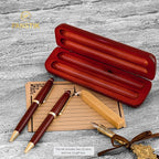 FANSTIK Customized Cherrywood Double Ballpoint Pen Set with Name (MADE IN USA), with Wooden Gift Box, Personalized Gift for Men and Women (BallPoint CherryWood Set)