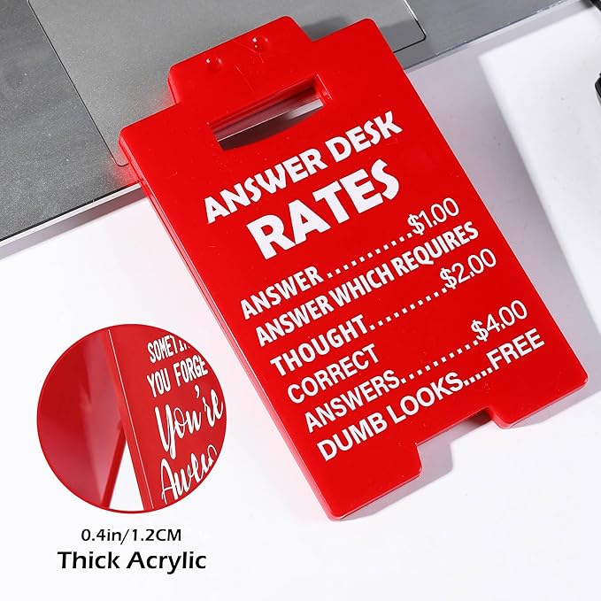 Funny Office Gag Gifts for Coworker Answer Desk Rates Desk Sign for Women Men Coworker Boss