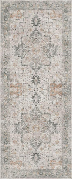 GENIMO Runner Rug 3x8, Non Slip Vintage Hallway Runner Rugs, Low Pile Lightweight Machine Washable Mat for Hallway, Entryway, Bedroom, Kitchen and Corridor, Light Taupe Brown