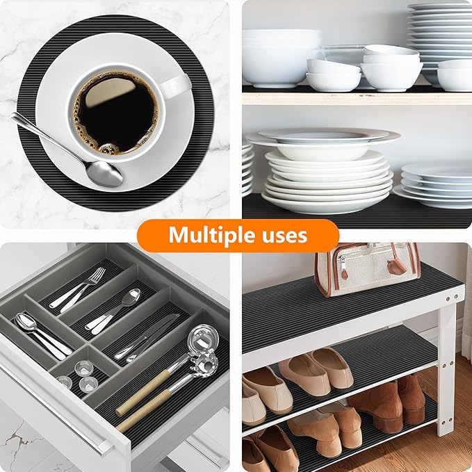 Shelf Liners for Kitchen Cabinets Non Adhesive Drawer Liner EVA Material Cupboard Mat Refrigerator Mats Washable Fridge Liner for Cabinet, Storage and Desks 23.6 x 157.4 Inches