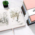 Annecy Lined Journal Notebook, Hardcover Leather Journal for Women & Men, 160 Numbered Pages, Medium 5.5" x 8.25", 100 GSM Thick Paper, Rose Gold