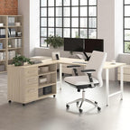 Bush Business Furniture Hustle 72W x 30D Computer Desk and Storage Cabinet with Drawers and Shelves in Natural Elm/White, Modular Office Table for Home and Professional Workspace