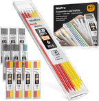 Nicpro 60 PCS Carpenter Pencil Refills - 2.8mm Lead for Mechanical Pencils, Construction & Woodworking - Break Resistant (Black, Red, Yellow, Green, Blue, White)