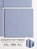Bumusty Large Cork Board 36"x24" Alternative - 6 Pack Felt Wall Tiles with 40 Safe Removable Adhesive Tabs, 30 Pushpins, Cork Boards for Walls Pin Board Bulletin Board Office Decor (Soft Periwinkle)