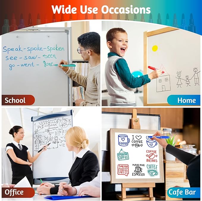 SUQJOY Dry Erase Markers, Fine Tip Whiteboard Marker, Low Odor Dry Markers with Pen Clip, Fine Point Maker, 36 pack 12 Assorted Colors Markers for Students/Teachers