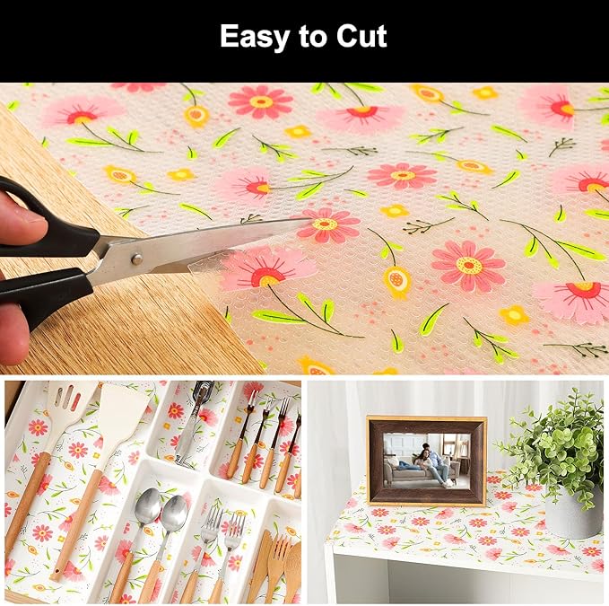 Cooyes Shelf Liner – Premium Non-Adhesive Cabinet & Drawer Liner for Kitchen – Waterproof Shelf Paper with Modern Pattern – Durable EVA Cabinet Mat – Easy to Cut （12" W x 120" L）