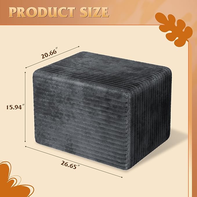 WLIVE Pouf Ottoman Foot Rest, Square Bean Bag Ottoman Coffee Table for Living Room, Grey