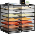 Marbrasse 8 Tier Desktop Literature Organizer, Mesh Paper Organizer Desk Organizers, File Sorter Mail Center Paper Storage Cabinet Classroom Keepers Mailbox for Office Home School, Black