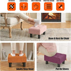 BRIAN & DANY Small Foot Stool, Linen Foot Stools with Legs, Stable Small Footstool for Living Room, Purple