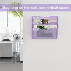 EasyPAG 3 Pocket Mesh Wall File Organizer, Hanging Paper Folder Holder with Classify Label, Vertical Wall Mount Mail Organizer for Office Home Classroom, Purple
