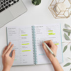 Daily Planner Undated, Asten To Do List Notebook Hourly Schedules Spiral Appointment Planner for Men and Women,PVC Hardcover,Elastic Closure, Inner Pocket 8.3" x 5.8" (Blue)