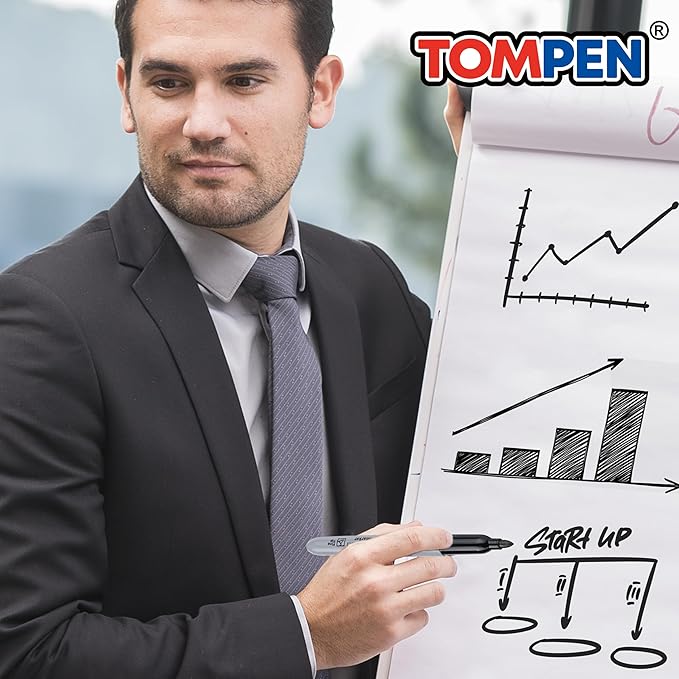 TOMPEN Black Permanent Markers Fine Tip 160 Pack Bulk,Waterproof Permanent Marker Pens with Quick Drying on Wood,Plastic,Paper,Metal,Mirror for Gift Office School Classroom Home