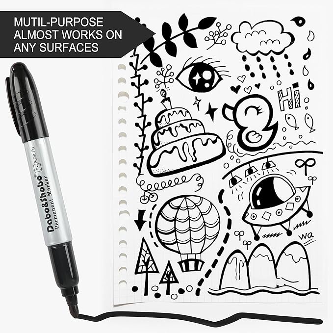 Dabo&Shobo Permanent Markers Jumbo Size, 40 Count, Bullet Tip, Large Black Permanent Markers Set