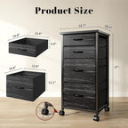 4 Drawers Mobile File Cabinet Vertical Filing Cabinet with Fabric Drawer Fits A4/Letter Size Printer Stand for Home Office，Black