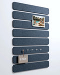 Fluxynara Cork Board Alternative Felt Strip Board 8-Pack 13"x2", Office Pin Board with 50 Push Pins, Adhesive Install for Bedroom Door & Home Office(Denim Blue)