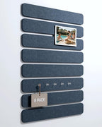 Fluxynara Cork Board Alternative Felt Strip Board 8-Pack 13"x2", Office Pin Board with 50 Push Pins, Adhesive Install for Bedroom Door & Home Office(Denim Blue)