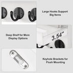 Lwenki Key Holder for Wall, Decorative Key and Mail Holder with Shelf Has Large Key Hooks for Bags, Coats, Umbrella – Paulownia Wood Key Hanger with Mounting Hardware (9.8”W x 6.7”H x 4.2”D)