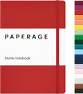 PAPERAGE Blank Journal Notebook, (Red), 160 Pages, Medium 5.6 in x 8 in - 100 GSM Thick Paper – Hardcover Journaling Notebook for Work, School, Note Taking or Sketching