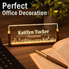 Desk Name Plate Personalized, Custom Office Light Up Name Plate for Desks, Desk Decorations for Women Men Office, Employee Appreciation Gifts for Coworkers