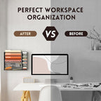 SUPEASY Wall File Organizer, 5-Tier office wall organizer with 4 Pen Holders, Wall Organizer for Office with R-shaped Bottom Tray, Metal Desk Organizer for Office, School, Home, Black