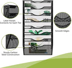 EasyPAG 8 Pocket Mesh Wall File Organizer, Hanging Paper Folder Holder with Classify Label, Vertical Wall Mount Mail Organizer for Office Home Classroom, Black