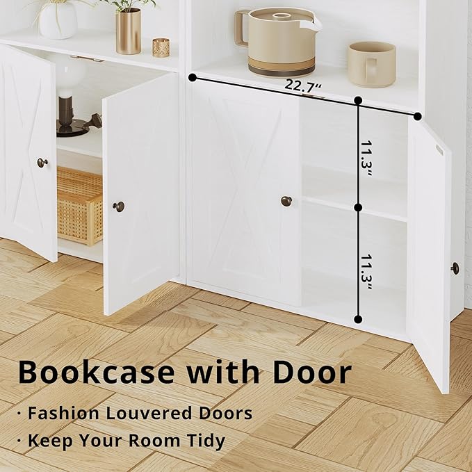 IRONCK Industrial Bookshelves and Bookcases with Doors 11.8 in Depth Floor Standing 5 Shelf Display Storage Shelves Bookcase Home Decor Furniture for Home, Office, Living Room, Bedroom