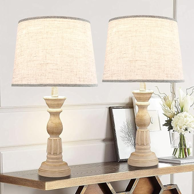 GO&SO Set of 2 Large Oatmeal Linen Drum Lamp Shade - 14"x16"x11" (Spider) - Modern Style Replacement Lampshade for Table, Floor & Bedside Lamps -Handcrafted Natural Linen Lamp Shade -Easy Assembly