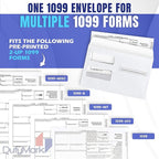 50 1099 Tax Envelopes Self-Seal Designed for printed 1099 Laser Forms - MISC - 1098-1099 R - DIV - INT, Double-Window Security For Quickbooks or Tax Software - 5 5/8 Inch x 9 Inch, 50 Envelopes