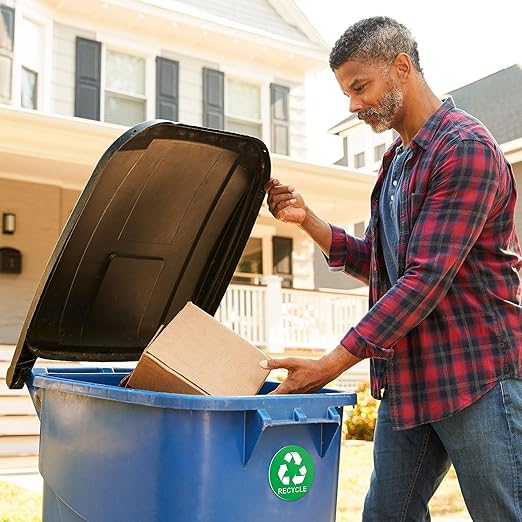 Recycle Sticker for Trash Bins - Perfect Recycling Stickers for Trash Can - 2 Pack - 5" by 5" Decal Logo - Ideal Label Sign for Home or Office Refuse Bin - Suitable for Indoor/Outdoor use