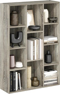 Furinno LUDER Book Shelf, 11-Cube Bookshelf, Reversible Bookcase, 9.4 x 29.1 x 41.7, for Living Room, Bedroom, Home Office, French Oak | Furinno, Luder, 11-Cube, Reversible, Open Shelf, Bookcase