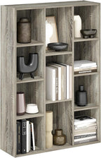 Furinno LUDER Book Shelf, 11-Cube Bookshelf, Reversible Bookcase, 9.4 x 29.1 x 41.7, for Living Room, Bedroom, Home Office, French Oak | Furinno, Luder, 11-Cube, Reversible, Open Shelf, Bookcase