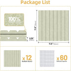 Large Cork Board for Wall 36" x 48" Sage Bulletin Board with Safe Removable Adhesive Squares for Pictures Photos, Alternative CorkBoard Felt Pin Boards Tiles for Office Classroom Wall Decor - 12 Pack