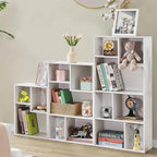VECELO Wide Bookshelf Set, Fits 9.3" × 10-12.8" Hardcovers, Cube Storage Bookcases, Free-Standing for Living Room, Bedroom, Home Office, 2/3/4-Tier, 3-Pack, White