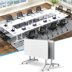 Conference Table,55.1''Folding Conference Room Table for 4-12 People,Mobile Flip Top MeetingTraining Table with Different Coulor and Styles for Offices, Classrooms,Meeting Room (2, 61''A)