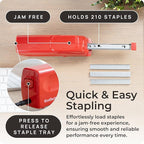 EcoElectronix Portable Automatic Electric Stapler Pro - 30 Sheet Capacity, Quiet Operation, Jam-Free and Easy Reload - AC Adapter/Battery Powered (Red)