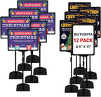 Sign Holder, BUTUNITA Adjustable Sign holder stand 8.5 x 11 Inch for Supermarket Floor Table, Tabletop Sign Holder Floor Stand, Small Table Sign Stand Holder, Vertical & Horizontal View Displayed, Sign Poster Stand (Black,12Pcs)